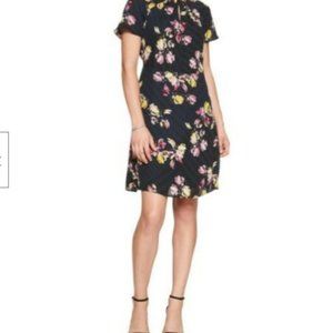 Banana Republic Factory black floral dress with twist neck.